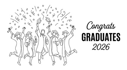 Obraz premium Graduates celebrate with confetti