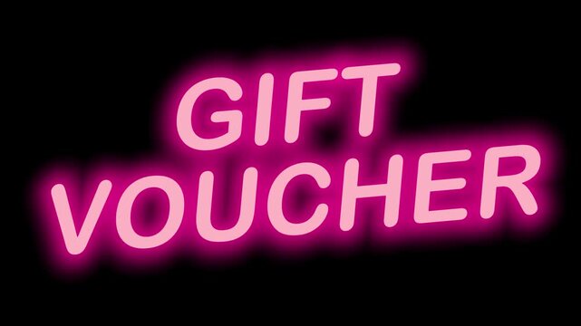 Vibrant Pink Neon Voucher Label 'GIFT VOUCHER' Seamless Loop on Transparent Alpha Channel, Great for E-commerce Store Discounts