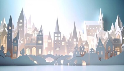 Fototapeta premium Fantasy castle cityscape with bridge.