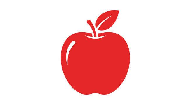 A vibrant and simplified apple illustration against a clean white backdrop, food art concept