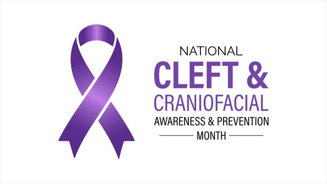 Motion graphic of Juvenile Arthritis Awareness Month. Purple ribbon animation promoting Left and Unification Craniofacial Awareness and Prevention Month. Healthcare motion graphic design.
