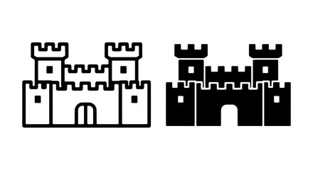Castle Icons, Fortress Vector Graphics, Medieval Architecture Symbols, Royal Building Illustrations © MIA