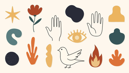Fototapeta premium Abstract Shapes and Symbols Collection: Modern Boho Elements