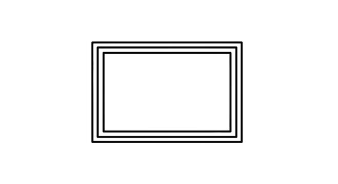 Blank Rectangular Frame with Double Border on White Background