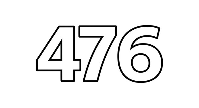 Bold Outline Numbers 476 on White Background