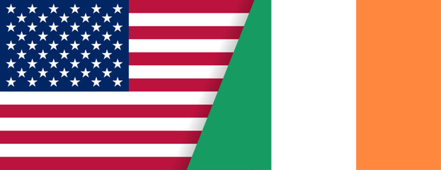 Fototapeta premium アメリカ国旗とアイルランド国旗の組み合わせデザイン Combined United States and Ireland Flags Background 