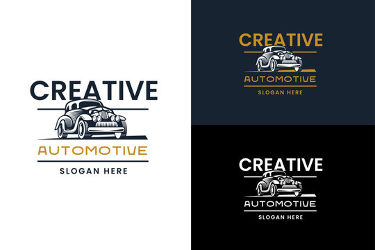 Old Car Garage Logo Design Vector for Automotive Business