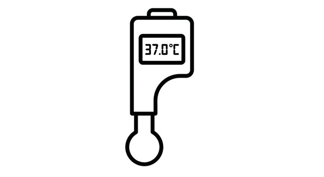 Digital Thermometer Icon Showing 37.0 Degrees Celsius Temperature