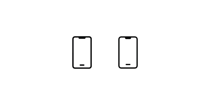 Two smartphones with home button in portrait mode on white background vector illustration.