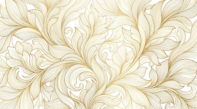 Seamless pattern with golden ornate acanthus leaves