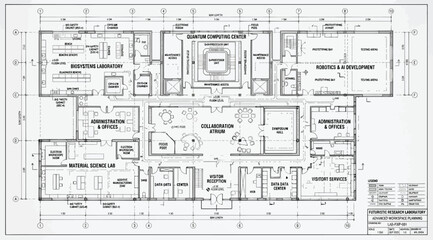 Fototapeta premium Architectural floor plan of a modern research laboratory facility
