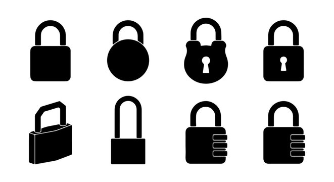 Security Icons Set, Padlock Vector Graphics, Lock Symbols Collection for Protection and Access
