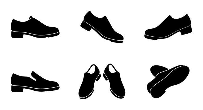 Black Leather Dress Shoes, Men's Footwear Icons, Formal Business Style, Classic Oxford and Loafer Silhouettes