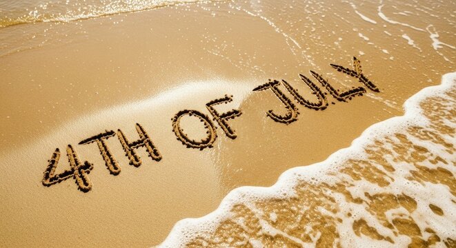 Celebrate us independence day 4th of july beach scene with patriotic message