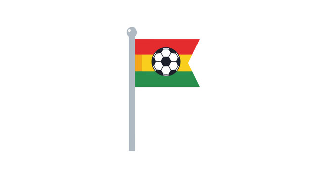 Bolivian flag with a soccer ball on it, representing football in Bolivia, isolated on white background