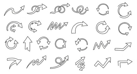 Obraz premium Hand Drawn Arrow Set Vector Illustration - Collection of Doodle Sketchy Arrows for Design Projects and Infographics