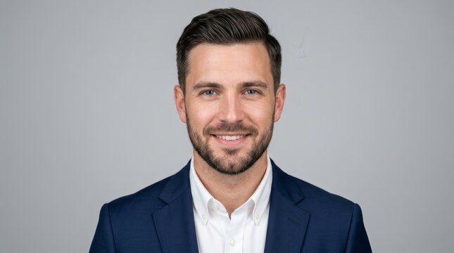 Portrait composite of a male face for identification and passport use.