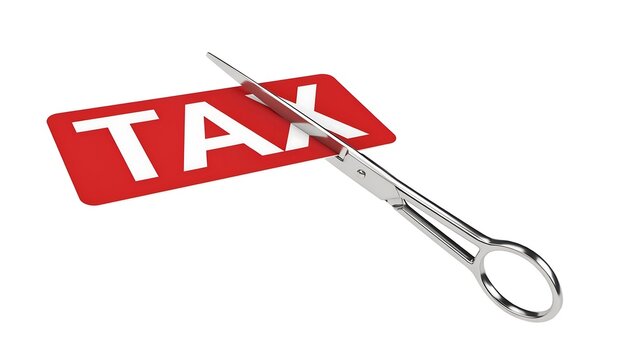 Cutting tax, scissors, finance concept, tax cut