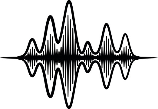 Abstract sound wave pattern design showing audio frequency visualization isolated