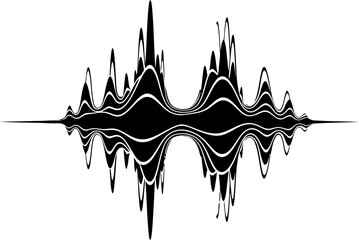 Fototapeta premium Abstract black and white sound wave pattern design isolated on transparent background