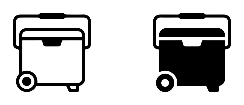 Cooler Box Icons, Portable Ice Chest Vector Graphics, Outdoor Beverage Container Set