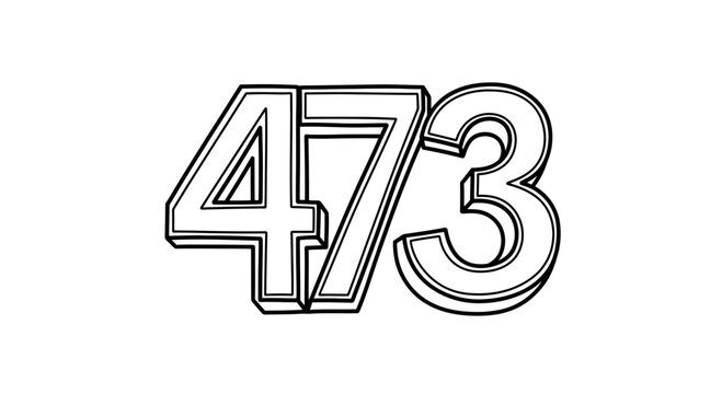 Retro 473 Number Graphic, Vintage Style Font, Bold Outline Design