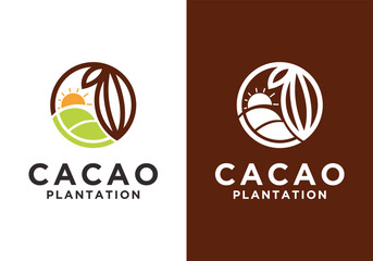 Fototapeta premium Cacao Plantation Logo Design Nature and Agriculture Concept.