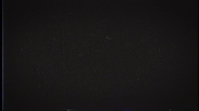 Old VHS tape recording showing dark black screen with heavy static interference and film grain.