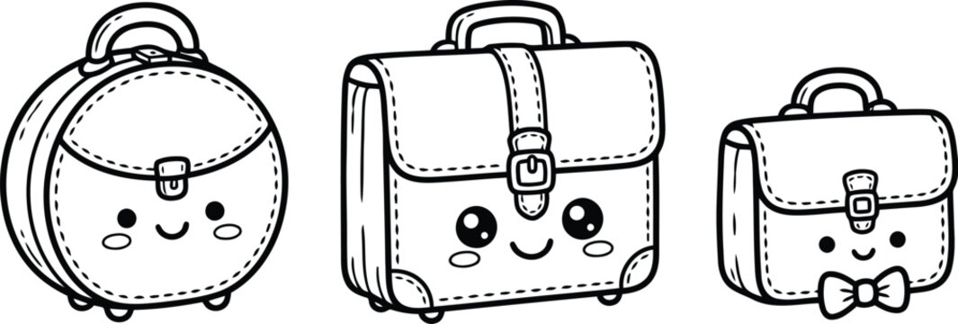 Cute cartoon luggage bags with smiling faces