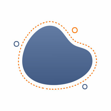 Abstract Blue Blob with Orange Dotted Border and Circles