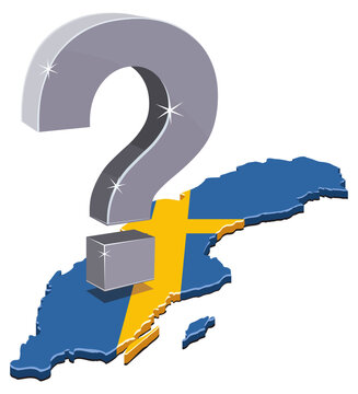 Vector artwork symbolizing political, social, or economic questions and future decisions regarding the country of Sweden, (cut out)