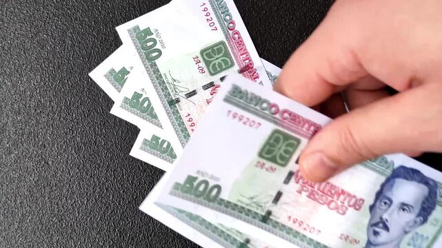 Cuba paper money, peso in various denominations. Cuba money as a business background for your design