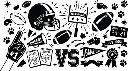 American football illustration with game day icons © Mst. Taslima Akhter
