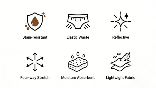 Stain shield underwear reflective four-way arrow sponge feather icon, anti fouling elastic reflective four-way elastic moisture absorption lightweight, suitable for sports underwear and children's 