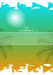 Fototapeta premium Summer party invitation template, tropical background, colorful gradient, palm trees, festive design