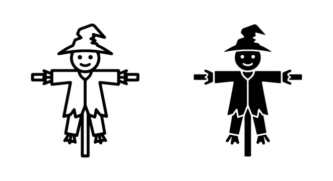 Scarecrow Icons, Autumn Harvest Symbols, Fall Farm Decorations, Halloween Character Graphics