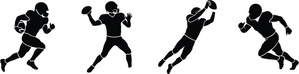 Black silhouettes of american football players in action © MdAshfakurRahman