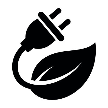 Eco Friendly Electric Plug with Green Leaf Sustainable Energy Logo Vector