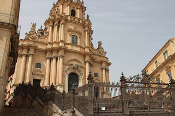 Naklejka premium baroque church (st george cathedral) in ragusa in sicily in italy 