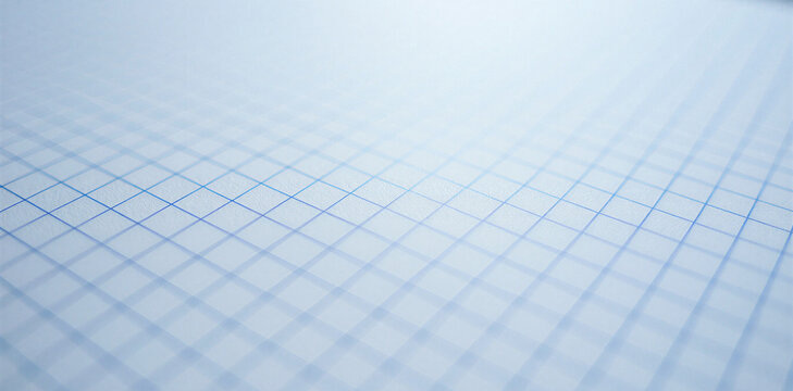 Close-up view of empty white graph paper with blue grid lines geometry background notebook engineering structure template stationary education planning drafting calculate academic