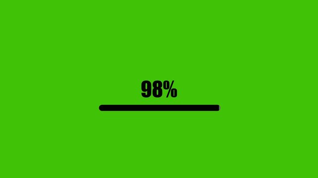 Loading Progress Bar Animation with Percentage Counter on Green Screen Background, Smooth Preloader Motion Graphic Element for Video Editing and Compositing