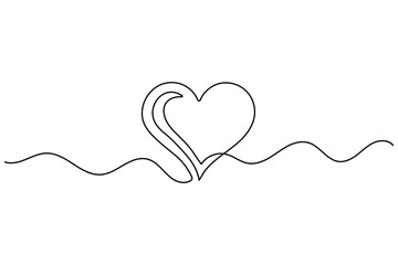 Fototapeta premium Heart continuous line art minimal love abstract vector illustration
