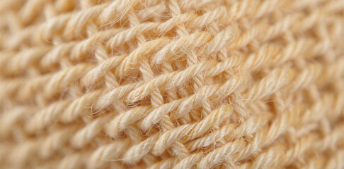 Fototapeta premium Close up macro view of beige linen fabric weave texture with textile design fiber arts textile background woven texture material texture weaving pattern material background close-up