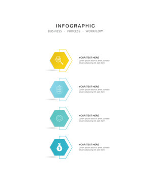 4 step process infographic timeline. for workflow, business information, presentation and data visualization.