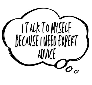 Expert Advice I Talk to Myself Quote Sarcastic Thought Bubble Meme Art
