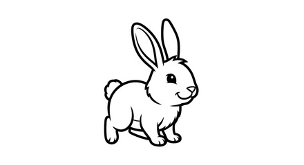 Obraz premium Cute Cartoon Rabbit Standing Alone.