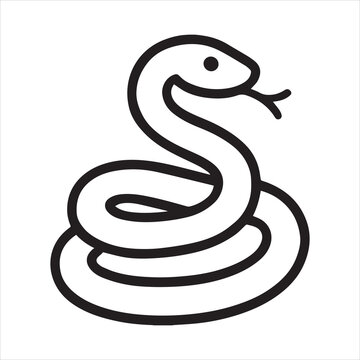 Coiled snake outline icon vector