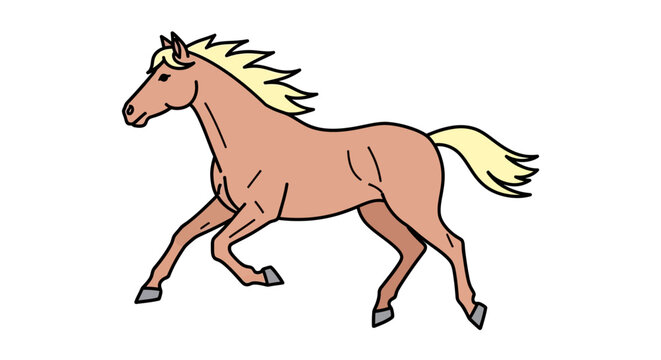 Brown Horse Running Fast Sideways View.
