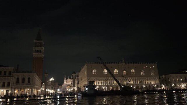 Doge s Palace and Clock Tower at Night in Venice