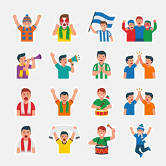 Fototapeta premium Football Supporters Flat Vector Icon Collection